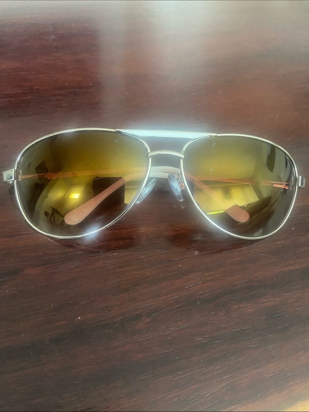 Adrienne Vittadini Gold Frame Brown-Yellow Gradient Aviator Sunglasses